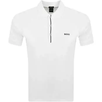 Мужская рубашка-поло Hugo Boss Paddy 2 с коротким рукавом и полосками, белая