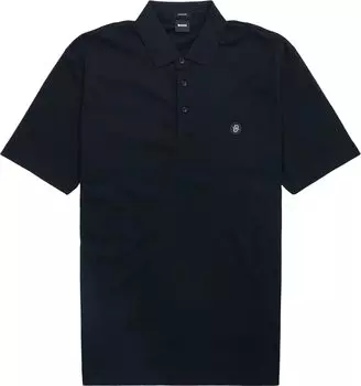 Мужская рубашка-поло Hugo Boss Parris 01 с металлическим логотипом, темно-синяя