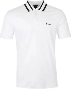 Мужская рубашка-поло Hugo Boss Paule с коротким рукавом, белая