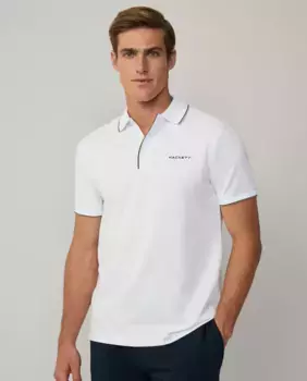 Мужская рубашка-поло из эластичного хлопка с классической окантовкой, большие размеры Hackett, белый