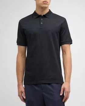 Мужская рубашка-поло из джерси с кончиком Giorgio Armani, цвет Solid Black