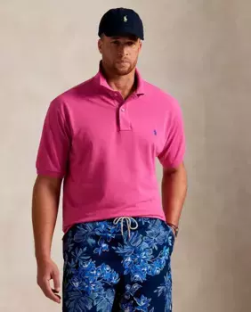 Мужская рубашка поло из хлопка пике Regular fit plus sizes Polo Ralph Lauren, фуксия