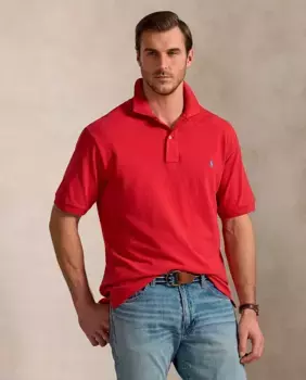 Мужская рубашка поло из хлопка пике Regular fit plus sizes Polo Ralph Lauren, гранатовый