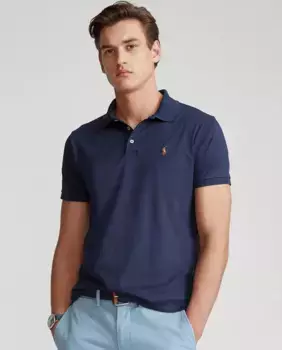 Мужская рубашка поло из хлопка Pima Regular Fit Polo Ralph Lauren, темно-синий