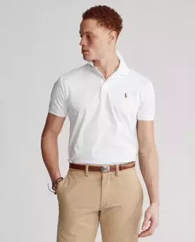 Мужская рубашка поло из хлопка Pima Regular Fit Polo Ralph Lauren, белый
