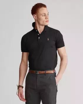 Мужская рубашка поло из хлопка Pima Regular Fit Polo Ralph Lauren, черный