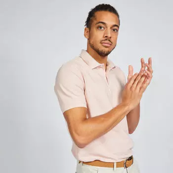 Мужская рубашка-поло из хлопка с короткими рукавами для гольфа - MW500 Бледно-розовый Inesis