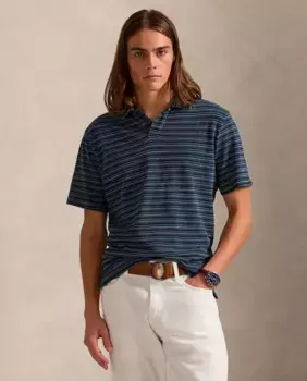 Мужская рубашка-поло из хлопка, стандартного кроя Polo Ralph Lauren, тёмно-синий