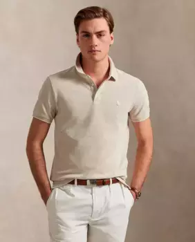 Мужская рубашка-поло из хлопка, стандартного кроя Polo Ralph Lauren, цвет Camel