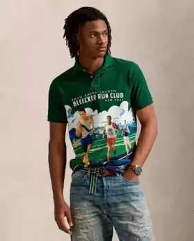 Мужская рубашка-поло из хлопка, стандартного кроя Polo Ralph Lauren, цвет Verde Pino
