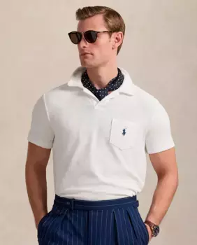 Мужская рубашка-поло из хлопка, стандартного кроя Polo Ralph Lauren, белый