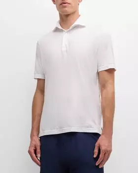 Мужская рубашка поло из хлопкового джерси Zero с матовым эффектом Fedeli, цвет White