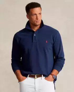 Мужская рубашка-поло из хлопкового пике Classic, большие размеры Polo Ralph Lauren, темно-синий