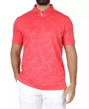 Мужская рубашка поло из микро пике в тон с цветочным принтом Slub Tailorbyrd, оранжевый