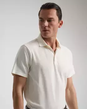 Мужская рубашка-поло из необработанного структурированного трикотажа PuroEgo, цвет Crudo
