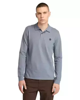 Мужская рубашка-поло из пике с длинными рукавами Timberland, серый