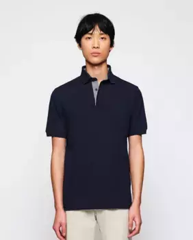 Мужская рубашка-поло из пике с коротким рукавом, без кармана Mirto, тёмно-синий