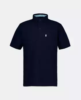 Мужская рубашка-поло из пике с коротким рукавом и карманом Mirto, тёмно-синий