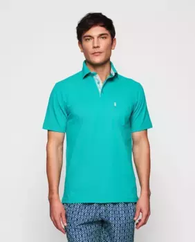Мужская рубашка-поло из пике с коротким рукавом и карманом Mirto, зеленый