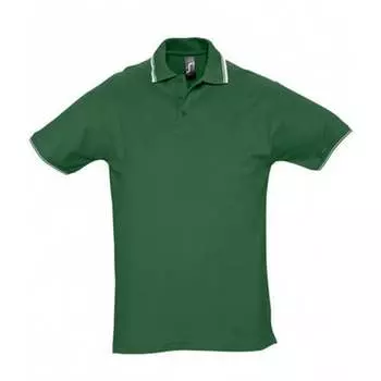 Мужская рубашка-поло из пике с короткими рукавами и тренировочным краем Sols, зеленый