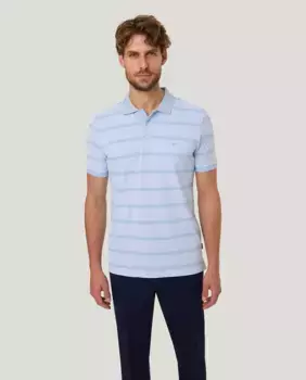 Мужская рубашка поло из пике с соответствующими полосками Pierre Cardin, голубой