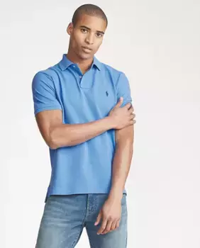 Мужская рубашка-поло из пике стандартного кроя Iconic Polo Ralph Lauren, синий