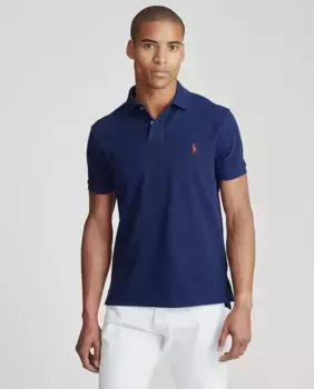 Мужская рубашка-поло из пике стандартного кроя Iconic Polo Ralph Lauren, темно-синий