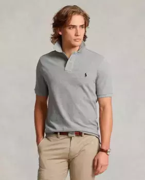 Мужская рубашка-поло из пике стандартного кроя Iconic Polo Ralph Lauren, серый