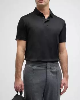 Мужская рубашка-поло из плотного джерси стрейч Emporio Armani, цвет Black