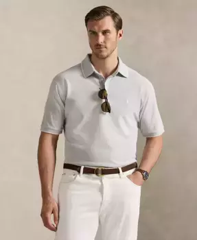 Мужская рубашка-поло из сетки Oxford Stretch для больших и высоких Polo Ralph Lauren, серый
