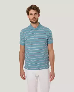 Мужская рубашка поло из ткани пике с полосками Pierre Cardin, темно-зеленый