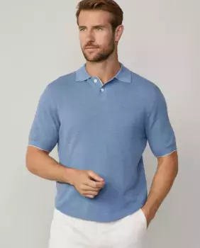 Мужская рубашка поло из трикотажа пике Hackett, голубой