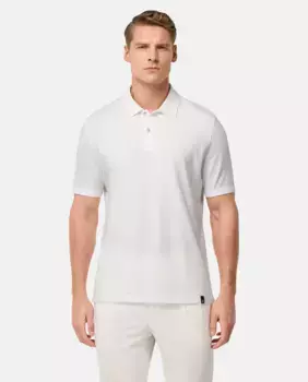 Мужская рубашка-поло из высококачественного пике S.Caf Boggi Milano, белый