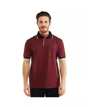 Мужская рубашка-поло классического кроя из хлопчатобумажной смеси пике с контрастным воротником Mio Marino, красный