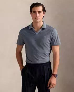 Мужская рубашка-поло классического кроя из хлопка Polo Ralph Lauren, цвет Gris Azulado