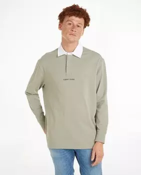 Мужская рубашка-поло классического кроя с длинными рукавами Tommy Jeans, хаки
