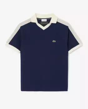 Мужская рубашка-поло классического кроя с коротким рукавом из пике Lacoste, тёмно-синий