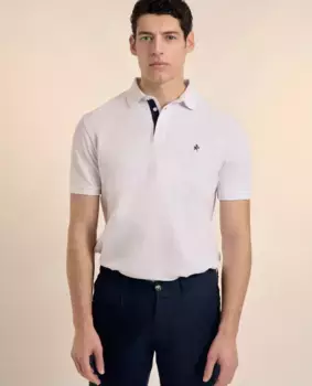 Мужская рубашка-поло классического кроя с короткими рукавами из пике Valecuatro, белый