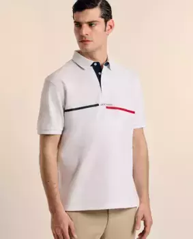 Мужская рубашка-поло классического кроя с короткими рукавами из пике Valecuatro, белый