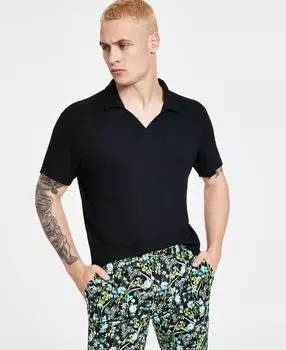 Мужская рубашка-поло классической вязки с открытым воротником в рубчик I.N.C. International Concepts