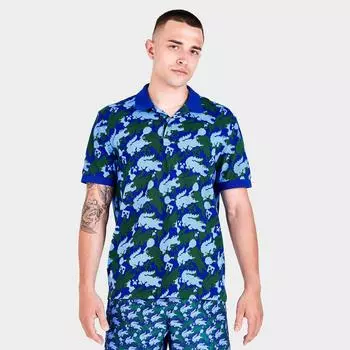Мужская рубашка-поло Lacoste x Minecraft со сплошным принтом, зеленый