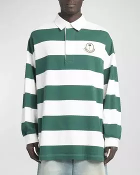 Мужская рубашка поло Moncler x Palm Angels в полоску Moncler Genius, цвет Bright Green