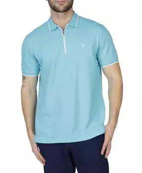 Мужская рубашка поло на молнии из пике с кантом Tailorbyrd, синий