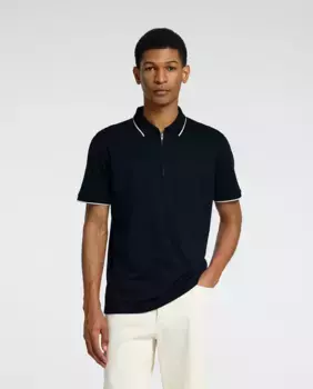 Мужская рубашка-поло на молнии, стандартного кроя Selected, синий