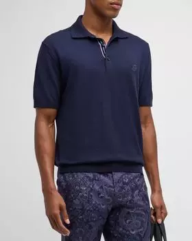 Мужская рубашка-поло на трех пуговицах Etro, цвет Blue