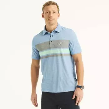 Мужская рубашка-поло Nautica Navtech Sustainably Crafted Classic Fit Striped Polo, цвет spinner blue