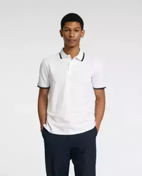 Мужская рубашка-поло облегающего кроя Selected, белый