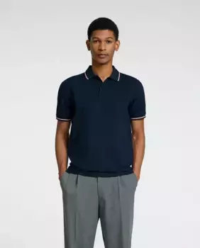 Мужская рубашка-поло облегающего кроя Selected, синий