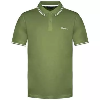 Мужская рубашка-поло оливково-белого цвета с двумя кончиками Ben Sherman, зеленый