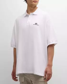 Мужская рубашка-поло оверсайз Balenciaga, цвет 9000 White